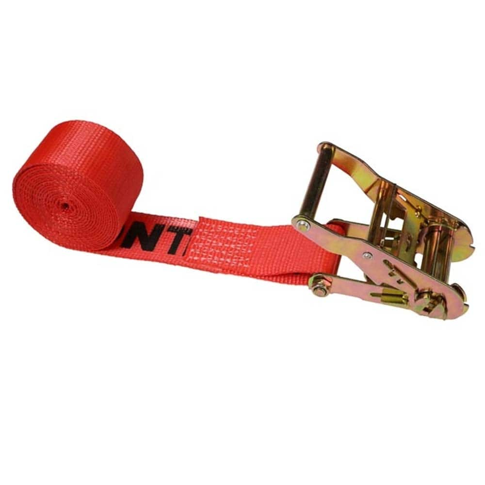 US Cargo Control - Slings & Tiedowns (Load-Rated); Type: Ratchet Tie Down ; Length (Feet): 15 ; Basket Capacity (Lb.): 1467 ; Material: Polyester ; Color: Red - Exact Industrial Supply