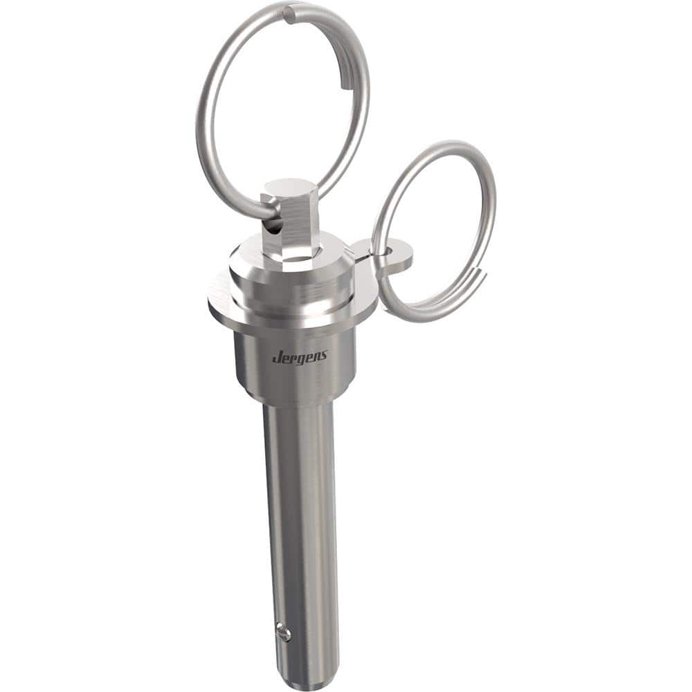 Ball Grip Quick-Release Pin: Ring Handle, 1/4″ Pin Dia, 1-1/2″ Usable Length 3.44″ OAL, 17-4 Stainless Steel, Stainless Steel Handle