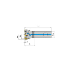 Indexable Chamfer & Angle End Mills; Minimum Cutting Diameter (mm): 20.00; Maximum Cutting Diameter (mm): 25.50; Lead Angle: 43; Maximum Depth of Cut (mm): 3.80; Compatible Insert Size Code: OF.. 0403 / SF.. 0903; Shank Type: Weldon Flat; Shank Diameter (