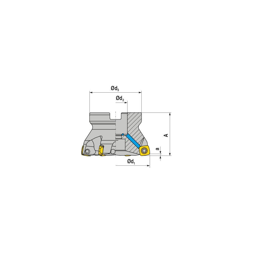 Indexable High-Feed Face Mills; Minimum Cutting Diameter: 4.5000 in; Maximum Cutting Diameter: 5.0000 in; Maximum Depth Of Cut: 0.0790 in; Arbor Hole Diameter (mm): 1.50; Compatible Insert Size Code: XOLX 1204..; Maximum Ramping Angle: 0.8; Series: AHFC-1