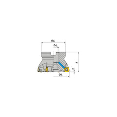 Indexable High-Feed Face Mill: 100 mm Cut Dia, 32 mm Arbor Hole Takes (8) XOLX 1906.. Inserts, Through Coolant