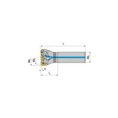 Indexable Chamfer & Angle End Mills; Minimum Cutting Diameter (Inch): 1; Minimum Cutting Diameter (Decimal Inch): 1.0000; Maximum Cutting Diameter (Decimal Inch): 1.2280; Lead Angle: 43; Maximum Depth of Cut (Decimal Inch): 0.0984; Compatible Insert Size