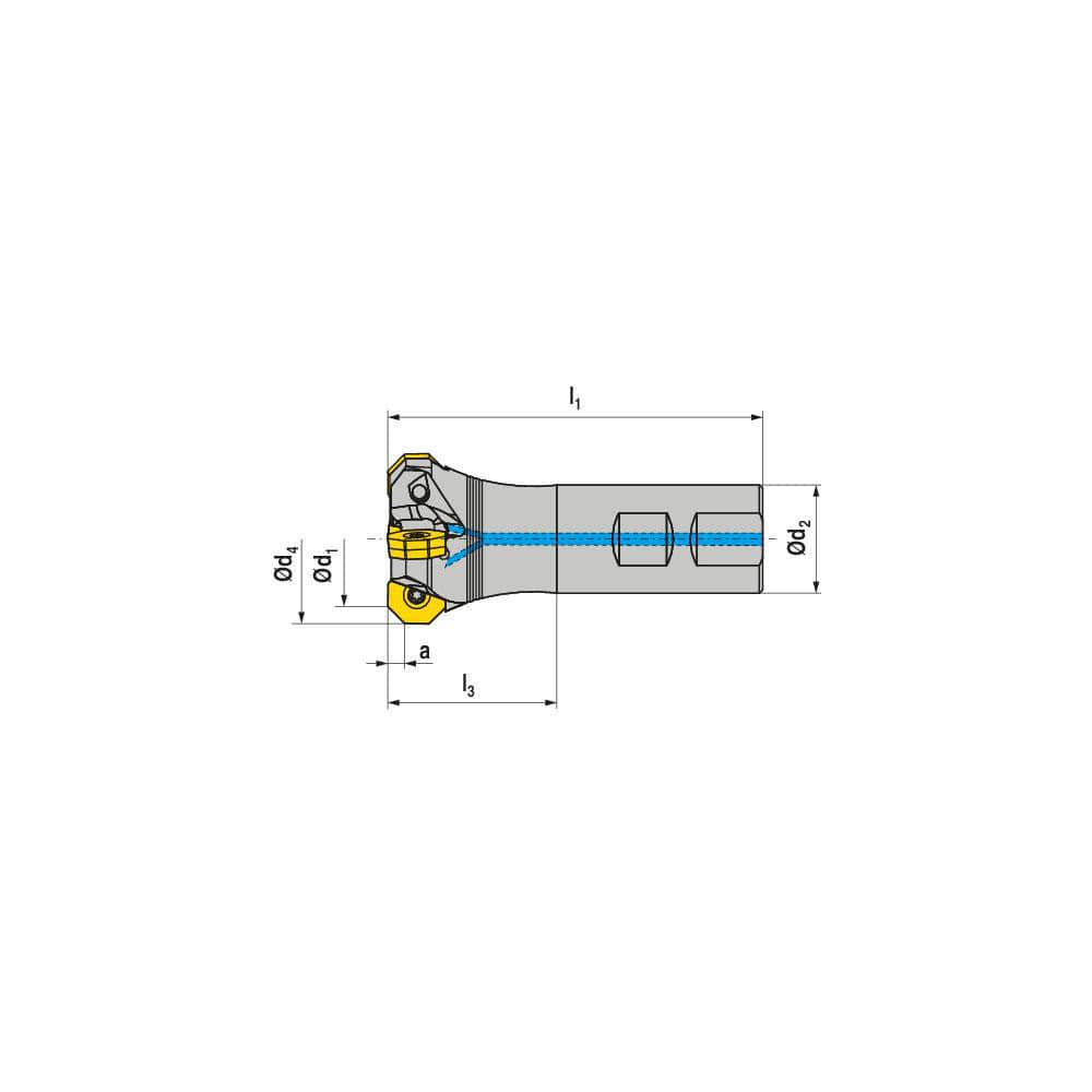 Indexable Chamfer & Angle End Mills; Minimum Cutting Diameter (mm): 32.00; Maximum Cutting Diameter (mm): 42.10; Lead Angle: 45; Maximum Depth of Cut (mm): 3.50; Compatible Insert Size Code: OAKU / XAHT 0605; Shank Type: Weldon Flat; Shank Diameter (Inch)