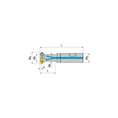 Indexable Chamfer & Angle End Mills; Minimum Cutting Diameter (mm): 8.00; Maximum Cutting Diameter (mm): 16.40; Lead Angle: 45; Maximum Depth of Cut (mm): 4.00; Compatible Insert Size Code: SD.. 0903..; Shank Type: Weldon Flat; Shank Diameter (Inch): 16;