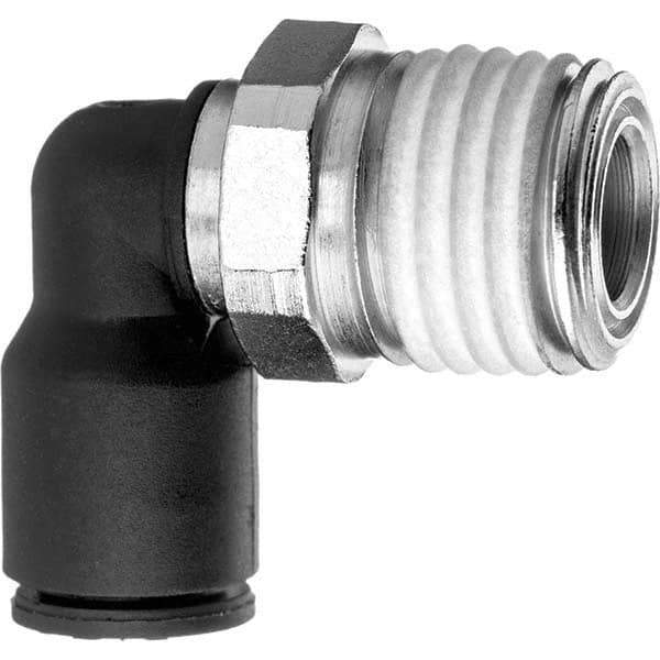 Value Collection - 4mm OD, NPT Male, Nylon Push-to-Connect Male Elbow - 150 Max psi, Black - All Tool & Supply