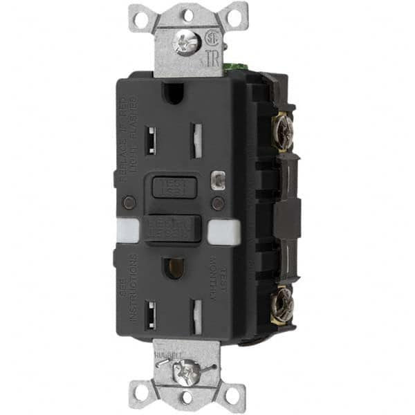 Hubbell Wiring Device-Kellems - GFCI Receptacles Grade: Commercial Color: Black - All Tool & Supply