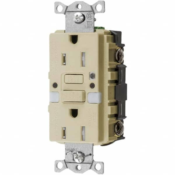 Hubbell Wiring Device-Kellems - GFCI Receptacles Grade: Commercial Color: Ivory - All Tool & Supply