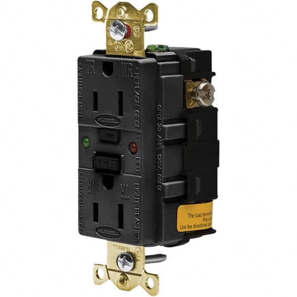 Hubbell Wiring Device-Kellems - GFCI Receptacles Grade: Industrial Color: Black - All Tool & Supply