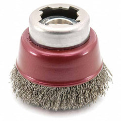 Osborn - 2-1/2" Diam 5/8-11 Threaded Arbor Stainless Steel Fill Cup Brush - All Tool & Supply