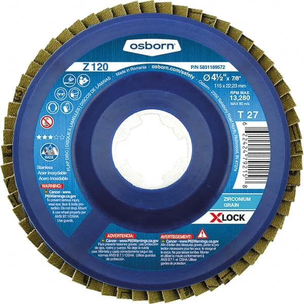 Osborn - 5" 40 Grit 5/8-11 Center Hole Type 27 Zirconia Alumina Flap Disc - All Tool & Supply