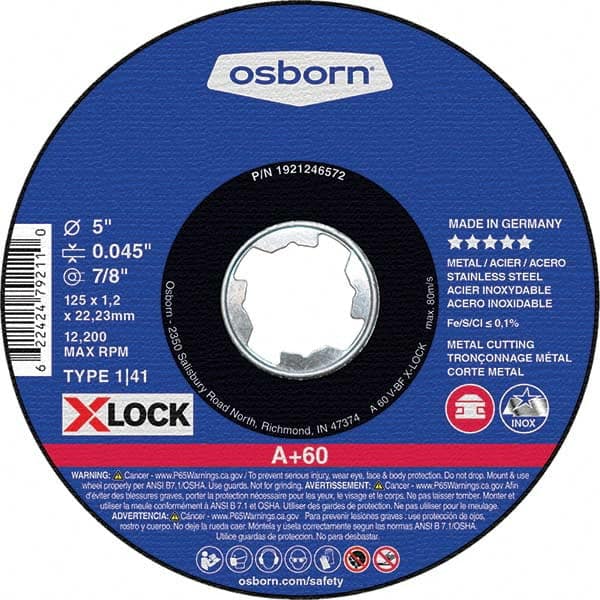 Osborn - 4-1/2 x 0.04, 7/8" Hole 60 Grit Aluminum Oxide Cutoff Wheel - All Tool & Supply