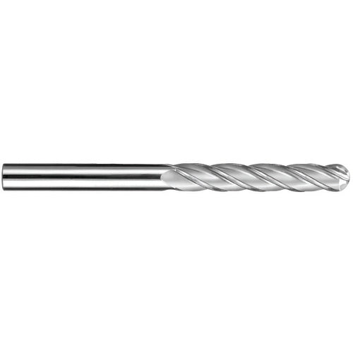 3/4″ Dia. × 3/4″ Shank × 3″ DOC × 6″ OAL, Carbide TiN, Spiral , 4 Flute, 30° Helix, Ballnose End Mill - Exact Industrial Supply