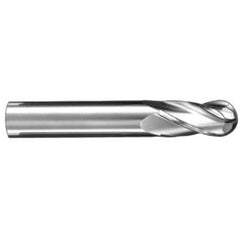 ‎7/64″ Dia. × 1/8″ Shank × 3/8″ DOC × 1-1/2″ OAL, Carbide Uncoated, Spiral , 4 Flute, 30° Helix, Ballnose End Mill - Exact Industrial Supply