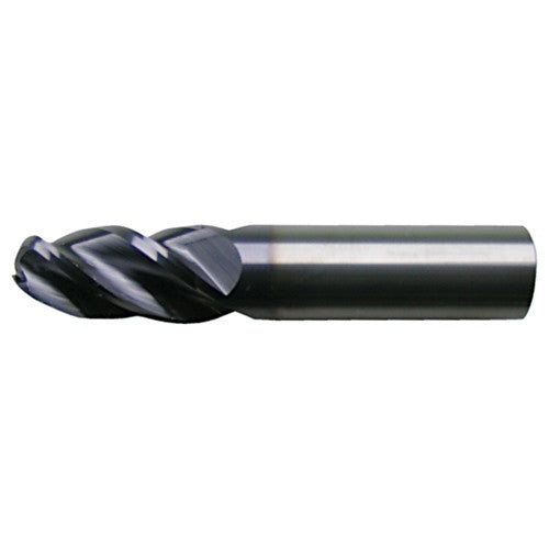 ‎1/8″ Dia. × 1/8″ Shank × 3/8″ DOC × 1-1/2″ OAL, Carbide Bright, Spiral , 4 Flute, CW Helix, Round, Ballnose End Mill - Exact Industrial Supply