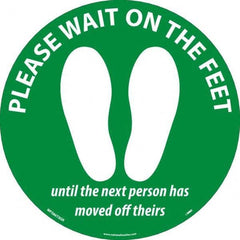 NMC - "Please Wait on the Feet Until the Next Person Has Moved Off Theirs" Adhesive-Backed Floor Sign - All Tool & Supply