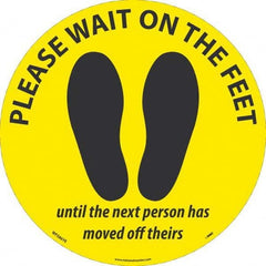 NMC - "Please Wait on the Feet Until the Next Person Has Moved Off Theirs" Adhesive-Backed Floor Sign - All Tool & Supply