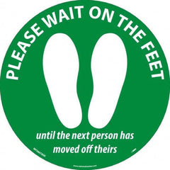 NMC - "Please Wait on the Feet Until the Next Person Has Moved Off Theirs" Adhesive-Backed Floor Sign - All Tool & Supply