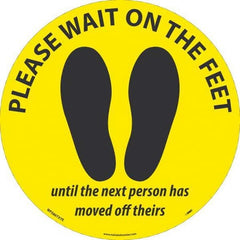 NMC - "Please Wait on the Feet Until the Next Person Has Moved Off Theirs" Adhesive-Backed Floor Sign - All Tool & Supply