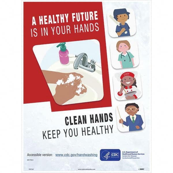 NMC - "Clean Hands Keep You Healthy", 24" High x 18" Wide, Paper Safety Sign - All Tool & Supply