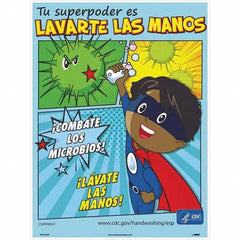 NMC - "Combate Los Microbios! L\xE1vate Las Manos!", 24" High x 18" Wide, Paper Safety Sign - All Tool & Supply