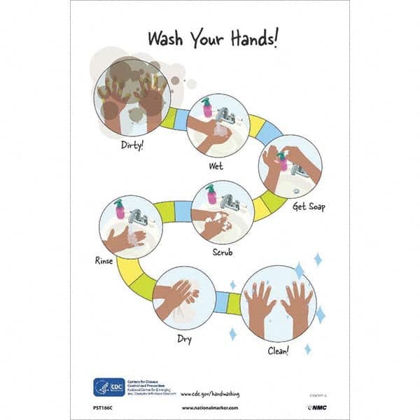 NMC - "Wash Your Hands!", 18" High x 12" Wide, Vinyl Safety Sign - All Tool & Supply