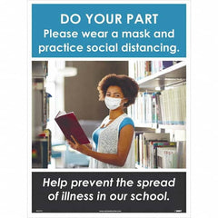 NMC - "Please Wear a Mask and Practice Social Distancing", 24" High x 18" Wide, Paper Safety Sign - All Tool & Supply