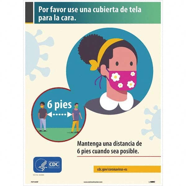 NMC - "Mantenga Una Distancia De 6 Pies Cuando Sea Posible", 24" High x 18" Wide, Paper Safety Sign - All Tool & Supply