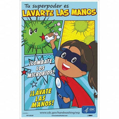 NMC - "Combate Los Microbios! L\xE1vate Las Manos!", 18" High x 12" Wide, Vinyl Safety Sign - All Tool & Supply