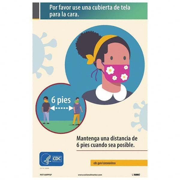 NMC - "Mantenga Una Distancia De 6 Pies Cuando Sea Posible", 18" High x 12" Wide, Paper Safety Sign - All Tool & Supply