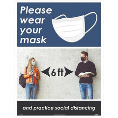 NMC - "Please Wear Your Mask and Practice Social Distancing", 24" High x 18" Wide, Paper Safety Sign - All Tool & Supply