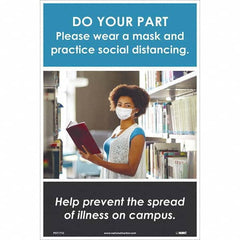 NMC - "Please Wear a Mask and Practice Social Distancing", 18" High x 12" Wide, Vinyl Safety Sign - All Tool & Supply