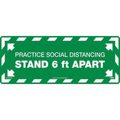 Please Practice Social Distancing Rectangle, White on Green, Use for Exit, Entrance & Directional