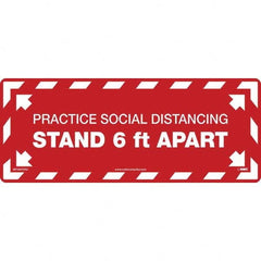 Please Practice Social Distancing Rectangle, White on Red, Use for Exit, Entrance & Directional