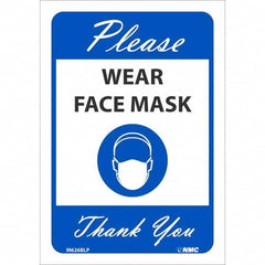 NMC - "Please Wear Face Mask Thank You", 10" High x 7" Wide, Pressure-Sensitive Vinyl Safety Sign - All Tool & Supply