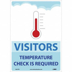 NMC - "Visitors Temperature Check is Required", 14" High x 10" Wide, Pressure-Sensitive Vinyl Safety Sign - All Tool & Supply