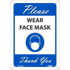 NMC - "Please Wear Face Mask Thank You", 10" High x 7" Wide, Aluminum Safety Sign - All Tool & Supply