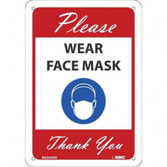 NMC - "Please Wear Face Mask Thank You", 10" High x 7" Wide, Rigid Plastic Safety Sign - All Tool & Supply