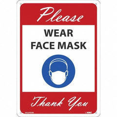 NMC - "Please Wear Face Mask Thank You", 14" High x 10" Wide, Rigid Plastic Safety Sign - All Tool & Supply