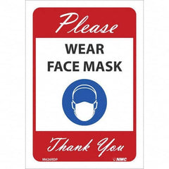 NMC - "Please Wear Face Mask Thank You", 10" High x 7" Wide, Pressure-Sensitive Vinyl Safety Sign - All Tool & Supply