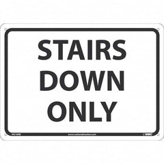 Sign: Rectangle, ″Stairs Down Only″ Plastic, Wall Mount, 10″ High