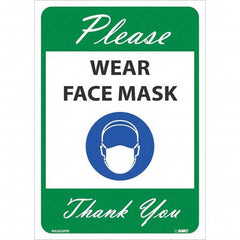 NMC - "Please Wear Face Mask Thank You", 14" High x 10" Wide, Pressure-Sensitive Vinyl Safety Sign - All Tool & Supply