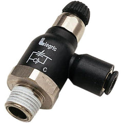 Legris - Speed & Flow Control Valves Valve Type: Compact Meter Out Flow Control Male Thread Size: 1/2 NPT - All Tool & Supply