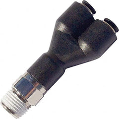 Legris - Plastic Push-To-Connect Tube Fittings Type: Male Y Connector Tube Outside Diameter (Inch): 1/8 - All Tool & Supply