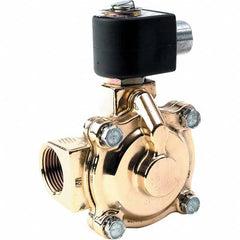 Parker - 120/60 - 110/50 VAC 1 NPT Port Stainless Steel Two-Way Internally Piloted Diaphragm Solenoid Valve - All Tool & Supply