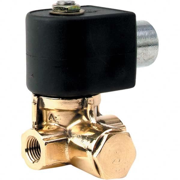 Parker - 120/60 - 110/50 VAC 1/4" NPT Port Brass Two-Way Internally Piloted Diaphragm Solenoid Valve - All Tool & Supply