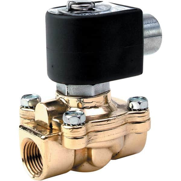 Parker - 240/60 - 220/50 VAC 3/4" NPT Port Brass Two-Way Internally Piloted Diaphragm Solenoid Valve - All Tool & Supply