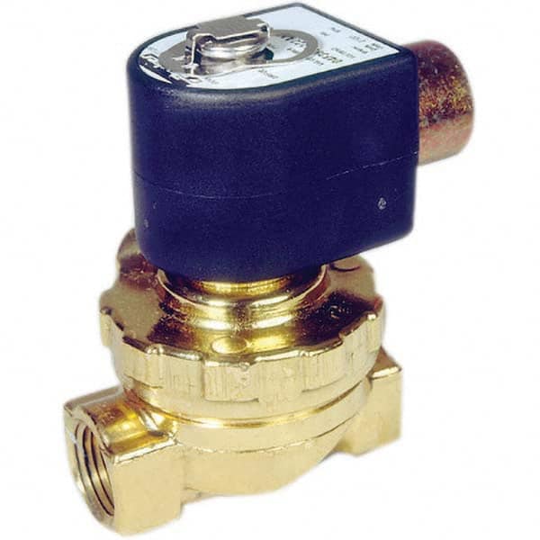 Parker - 120/60 - 110/50 VAC 1/2" NPT Port Brass Two-Way Internally Piloted Diaphragm Solenoid Valve - All Tool & Supply