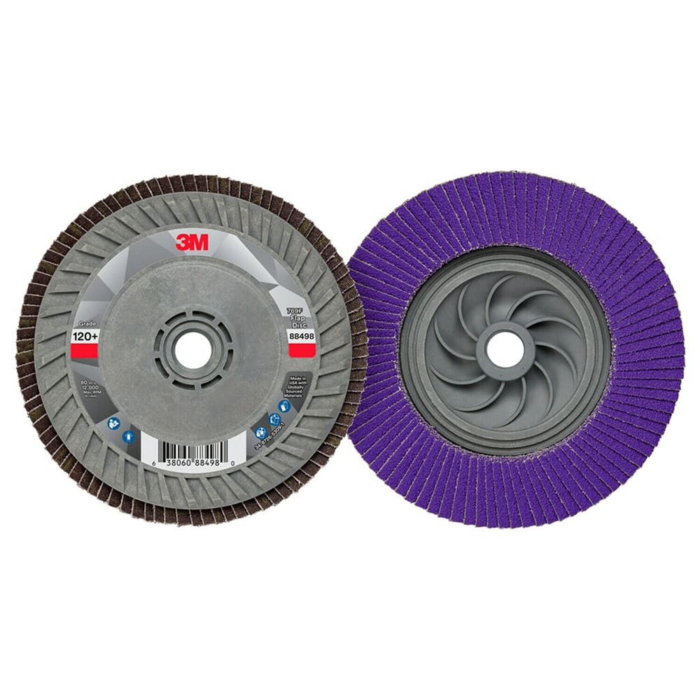 3M - Flap Discs; Abrasive Type: Coated ; Flap Disc Type: Type 29 ; Disc Diameter (Inch): 5 ; Abrasive Material: Ceramic ; Grit: 120 ; Attaching System: Threaded Hole - Exact Industrial Supply