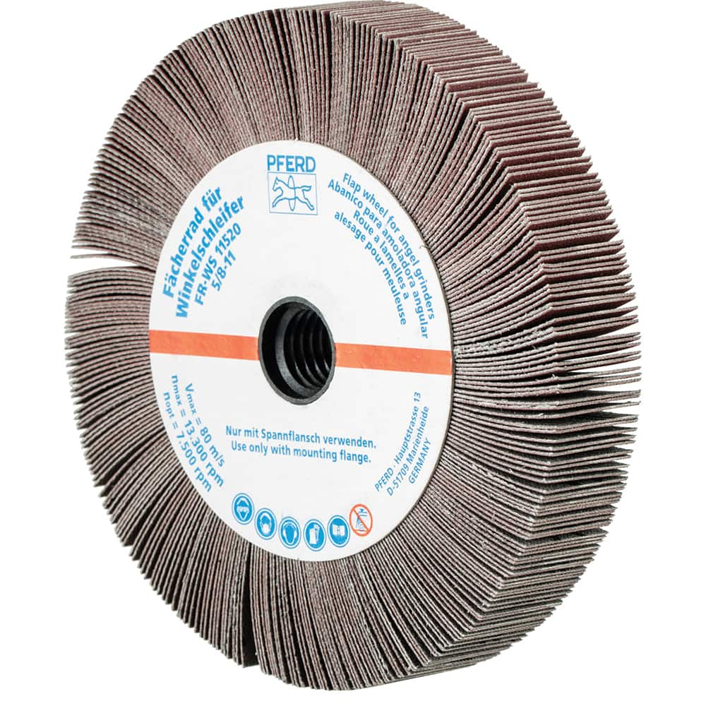 PFERD - Unmounted Flap Wheels; Abrasive Type: Coated ; Outside Diameter (Inch): 4-1/2 ; Face Width (Inch): 3/4 ; Center Hole Size (Inch): 5/8 ; Center Hole Thread Size: 5/8-11 ; Abrasive Material: Aluminum Oxide - Exact Industrial Supply