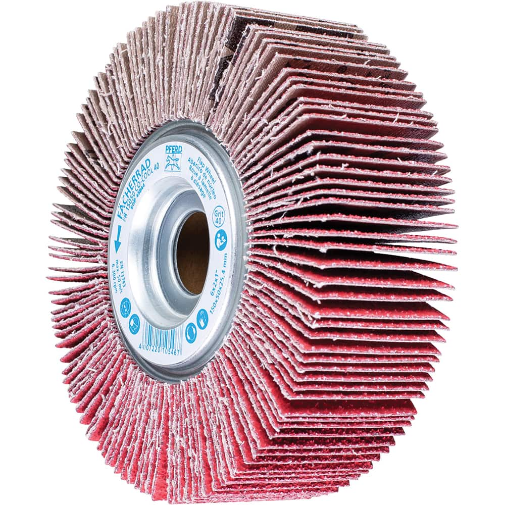 PFERD - Unmounted Flap Wheels; Abrasive Type: Coated ; Outside Diameter (Inch): 6 ; Face Width (Inch): 2 ; Center Hole Size (Inch): 1 ; Abrasive Material: Ceramic Oxide ; Grit: 40 - Exact Industrial Supply